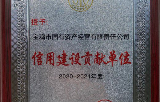 市国资公司荣获 “2020—2021年信用建设贡献单位”奖